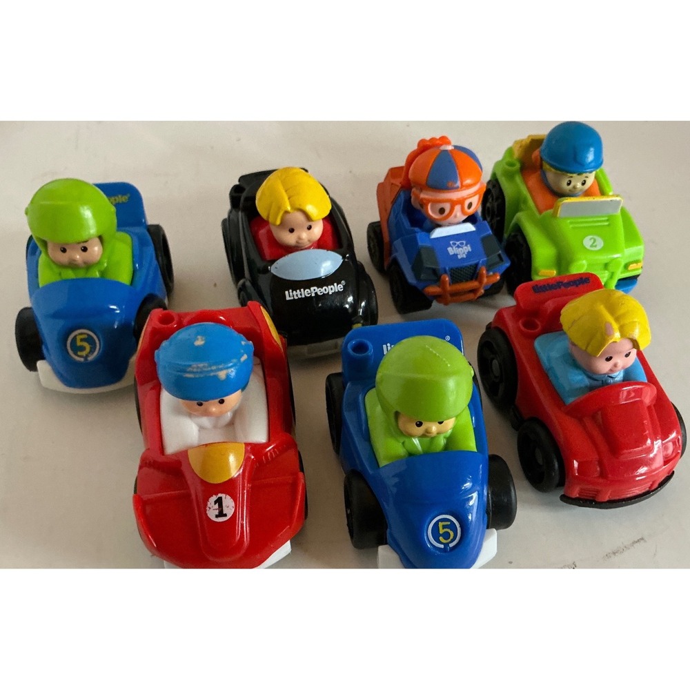 Fisher-Price Little People Wheelies Blippi Mobile Toy Car Lot of 7 Multicolored